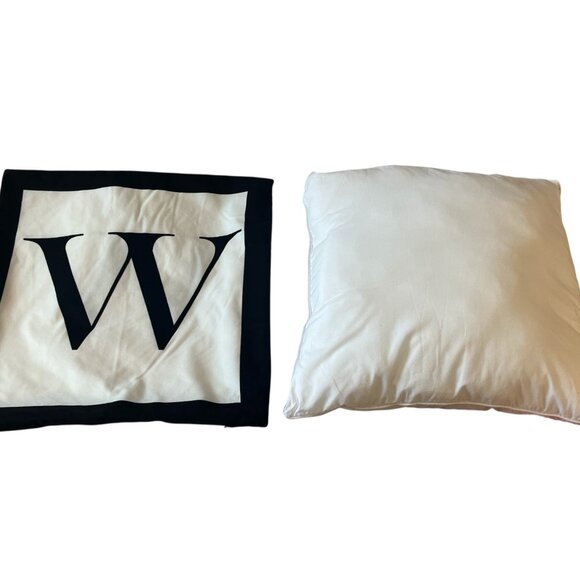 MONOGRAM PILLOW "W" Square 18" X 18" Sofa Chair Couch Bedroom Living Room - Picture 3 of 7